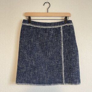 Moschino Skirt US 8 Blue and Cream Chunky Knit Tweed Old Money IT 42